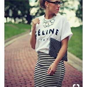 The Limited NWT Black & White Stripe Striped Knit Pencil Skirt Size 12